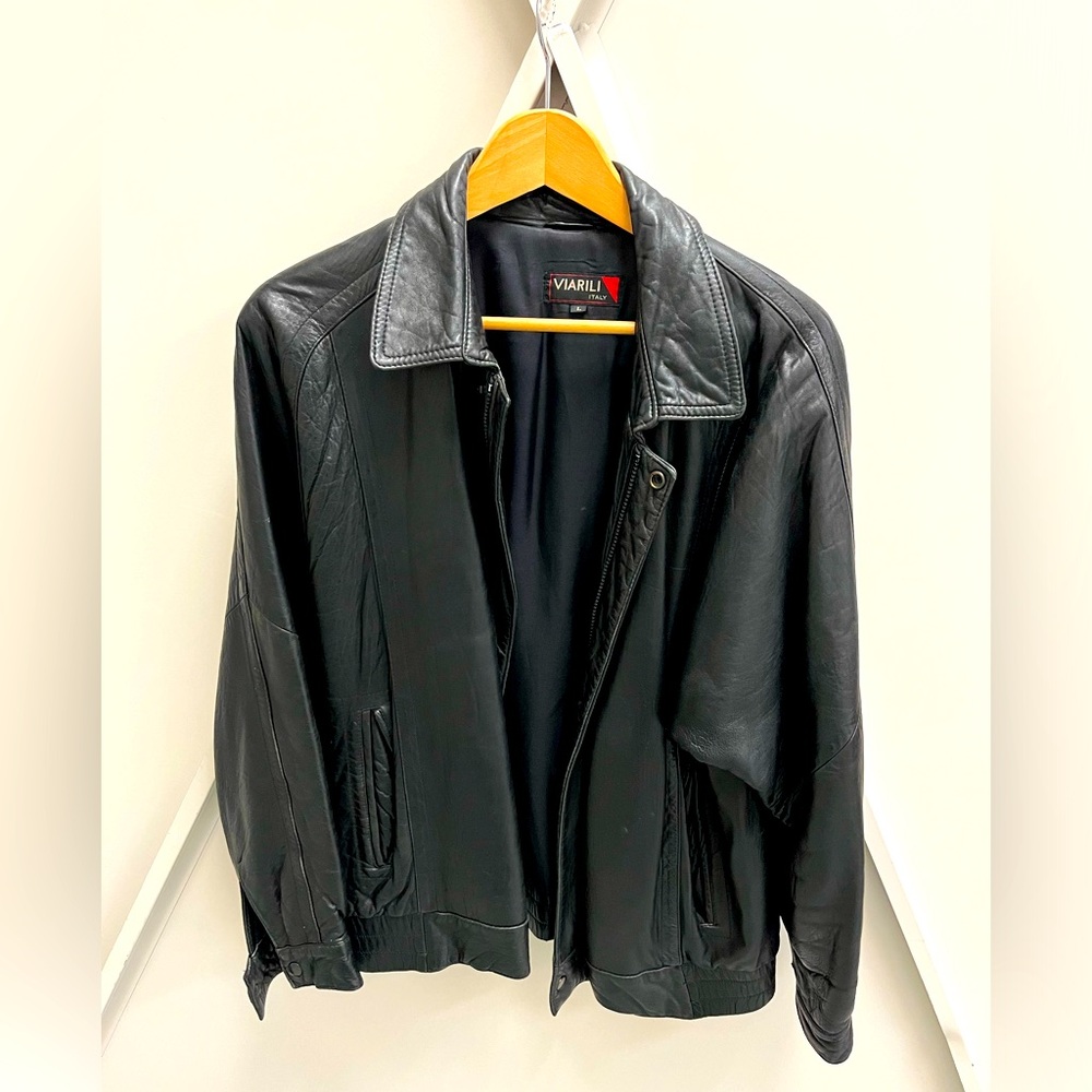 Black Bomber Leather Jacket